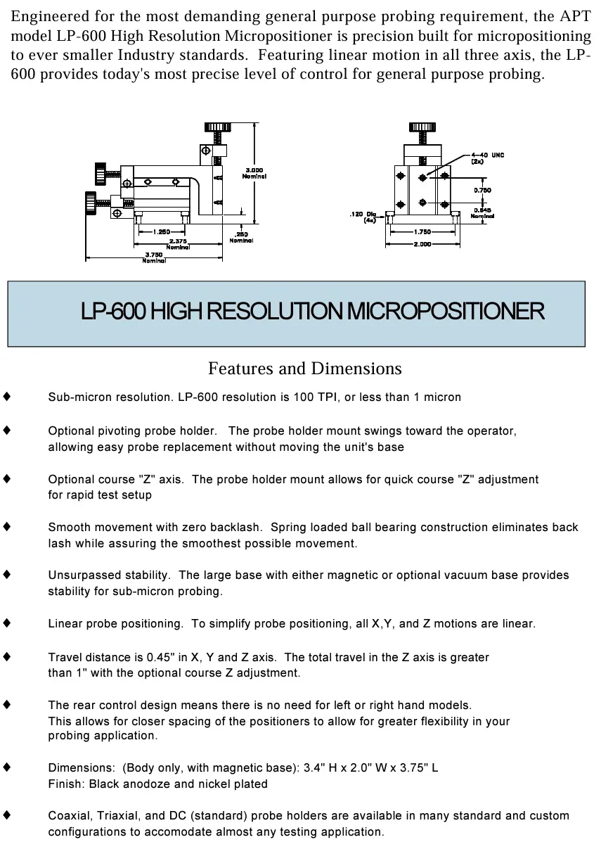 LP600 Micropositioner